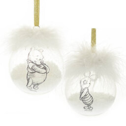 Widdop Set Of 2 Winnie The Pooh Feather Christmas Baubles - thumbnail 1
