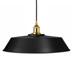 Matt Black Large Chancery Painted Dome Pendant Light With Gold Lamp Holder And Black Round Cable - Se Home - thumbnail 1