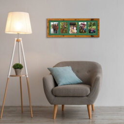 AK Frames 26X8 Rustic Oak Modern Multi Photo Frame With Emerald Mount - Holds 5 Apertures (5X) 6X4 Photos - thumbnail 3
