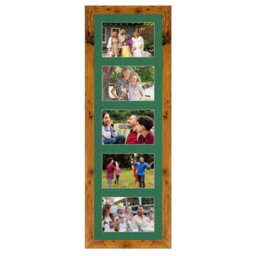 AK Frames 26X8 Rustic Oak Modern Multi Photo Frame With Emerald Mount - Holds 5 Apertures (5X) 6X4 Photos - thumbnail 1