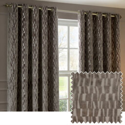 Paoletti Manhattan Velvet Room Darkening Eyelet Curtain Pair, Mink, (W) 229 X (D) 229Cm