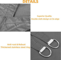Grey 2X4M Rectangular Shade Sail Waterproof Uv Resistant - thumbnail 5