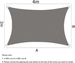 Grey 2X4M Rectangular Shade Sail Waterproof Uv Resistant - thumbnail 2