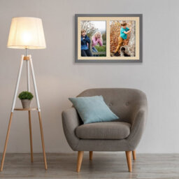 AK Frames 20X14 Dark Grey Sleek Multi Photo Frame With Ivory Mount - Holds 2 Apertures (2X) A4 Photos - thumbnail 3