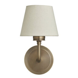 Industville Albany Wall Light, Brass, Natural Cotton Shades