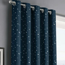 Velosso Stars Thermal Blackout Ready Made Eyelet Curtains - Navy