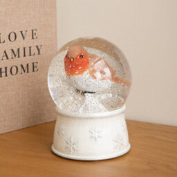Samuel Alexander 18Cm Dual Powered Robin Christmas Led Water Spinner Snow Globe With Warm White Lights - thumbnail 4