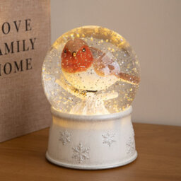 Samuel Alexander 18Cm Dual Powered Robin Christmas Led Water Spinner Snow Globe With Warm White Lights - thumbnail 1
