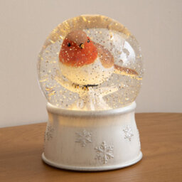 Samuel Alexander 18Cm Dual Powered Robin Christmas Led Water Spinner Snow Globe With Warm White Lights - thumbnail 3