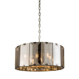 Luminosa Lighting Luminosa Clooney 8 Light Ceiling Pendant Slate Grey Gloss Paint, Smoke Cut Glass, E14