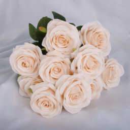 10-Head Silk Rose Artificial Flower Bouquet - Peach Pink Lifelike Decor For Weddings & Home