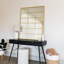 Jōbū Jobu Home - Kyo - Gold Metal Rectangle Lattice Window Mirror - 120Cm X 95Cm - thumbnail 5