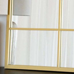 Jōbū Jobu Home - Kyo - Gold Metal Rectangle Lattice Window Mirror - 120Cm X 95Cm - thumbnail 3