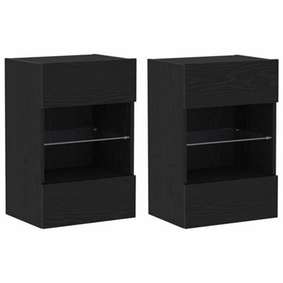 Berkfield Modern Led Tv Cabinet 2 Pcs Black Oak 40X30X60,5Cm Cm Engineered Wood - image 1