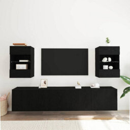 Berkfield Modern Led Tv Cabinet 2 Pcs Black Oak 40X30X60,5Cm Cm Engineered Wood - thumbnail 5