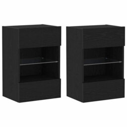 Berkfield Modern Led Tv Cabinet 2 Pcs Black Oak 40X30X60,5Cm Cm Engineered Wood - thumbnail 1