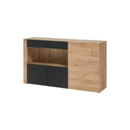 Arte Aron Display Sideboard Cabinet W160Cm X H93Cm X D40Cm - Oak Ribbeck & Black Curated Storage - thumbnail 1