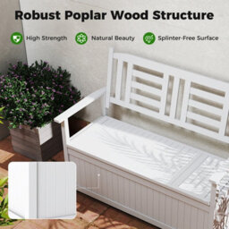 Costway 185L Patio Storage Bench Storage Loveseat With Backrest And Armrests-White - thumbnail 9