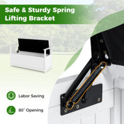 Costway 185L Patio Storage Bench Storage Loveseat With Backrest And Armrests-White - thumbnail 6