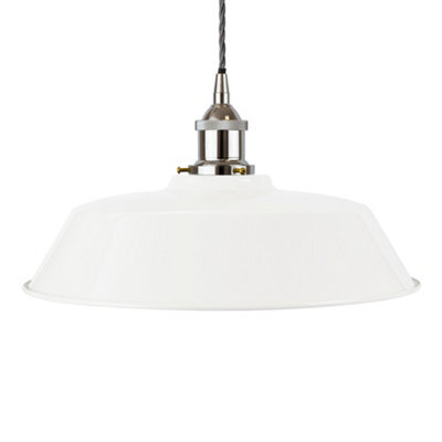 White Chancery Painted Dome Pendant Light With Nickel Lamp Holder And Grey Twisted Cable - Se Home - image 1