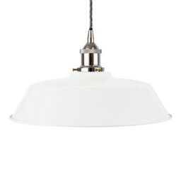 White Chancery Painted Dome Pendant Light With Nickel Lamp Holder And Grey Twisted Cable - Se Home - thumbnail 1