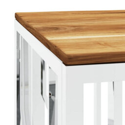 Berkfield Modern Coffee Table Silver Stainless Steel And Solid Wood Acacia - thumbnail 5