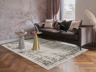 Mayfair Living Room Area Rug Metallic Sheen Contemporary Modern Croc Design - Grey 120Cm X 170Cm - image 1