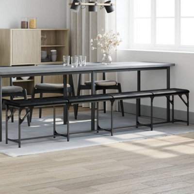 Vidaxl Dining Bench Black 248X32X45 Cm Steel And Faux Leather - image 1