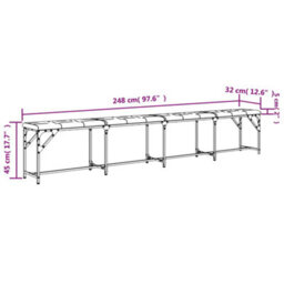 Vidaxl Dining Bench Black 248X32X45 Cm Steel And Faux Leather - thumbnail 8
