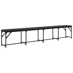 Vidaxl Dining Bench Black 248X32X45 Cm Steel And Faux Leather - thumbnail 2