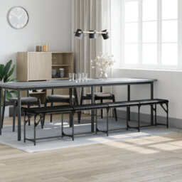 Vidaxl Dining Bench Black 248X32X45 Cm Steel And Faux Leather - thumbnail 3