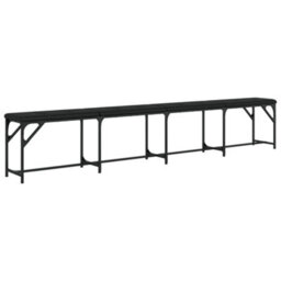 Vidaxl Dining Bench Black 248X32X45 Cm Steel And Faux Leather - thumbnail 6