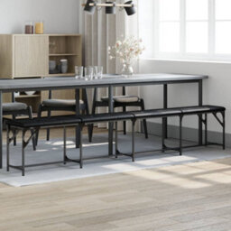 Vidaxl Dining Bench Black 248X32X45 Cm Steel And Faux Leather - thumbnail 1