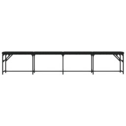 Vidaxl Dining Bench Black 248X32X45 Cm Steel And Faux Leather - thumbnail 4
