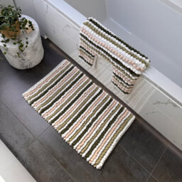 Allure Bath Fashions Striped Chunky Bobble Pedestal Mat - Green - thumbnail 4