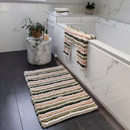 Allure Bath Fashions Striped Chunky Bobble Pedestal Mat - Green - thumbnail 3