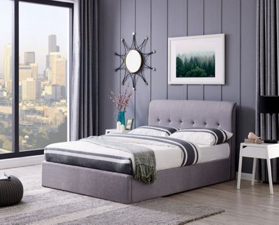 Flintshire Furniture Carmel Double 4Ft 6 Grey End Opening Ottoman Bed - image 1