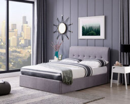 Flintshire Furniture Carmel Double 4Ft 6 Grey End Opening Ottoman Bed - thumbnail 1
