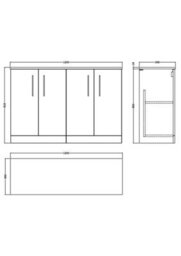 Nuie 1200 Fs 4-Door Vanity & Worktop - thumbnail 2