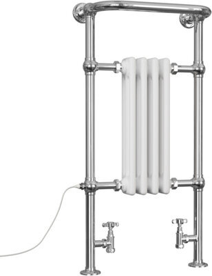 Uk Radiators 1239Btu H963mm X W493mm White Traditional Standard Column Dual Fuel Heated Towel Rail Arundel - image 1
