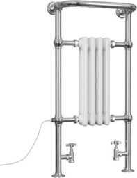 Uk Radiators 1239Btu H963mm X W493mm White Traditional Standard Column Dual Fuel Heated Towel Rail Arundel