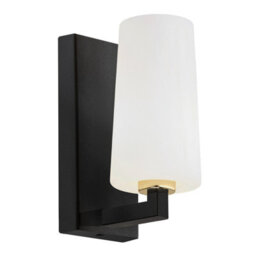 Luminosa Lighting Luminosa Camelot Plus Wall Lamp With Shade Opal Matt, Black Matt,brass Elements - thumbnail 1