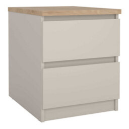 Wyld Haus Budapest Bedside Table In Cream With Natural Oak Effect, 2 Drawers - thumbnail 2