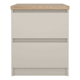 Wyld Haus Budapest Bedside Table In Cream With Natural Oak Effect, 2 Drawers - thumbnail 3