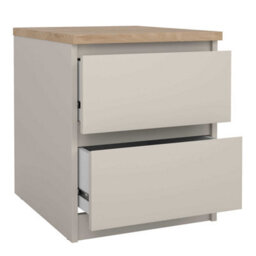 Wyld Haus Budapest Bedside Table In Cream With Natural Oak Effect, 2 Drawers - thumbnail 5