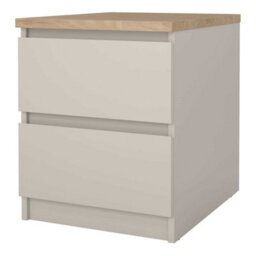 Wyld Haus Budapest Bedside Table In Cream With Natural Oak Effect, 2 Drawers - thumbnail 4