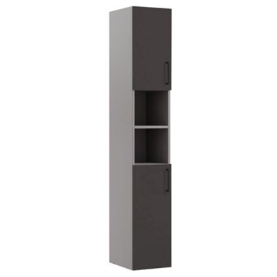 Ennis Matt Graphite Contemporary Wall-Mounted Fitted Bathroom Tall Base Cabinet (W)300mm (H)820mm - image 1