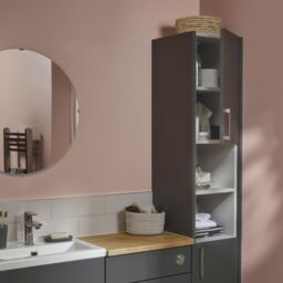 Ennis Matt Graphite Contemporary Wall-Mounted Fitted Bathroom Tall Base Cabinet (W)300mm (H)820mm - thumbnail 4