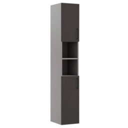 Ennis Matt Graphite Contemporary Wall-Mounted Fitted Bathroom Tall Base Cabinet (W)300mm (H)820mm - thumbnail 1