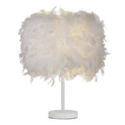Living And Home White Modern Feather Shade Bedside Table Lamp With Metal Base 25 X 35Cm - thumbnail 6
